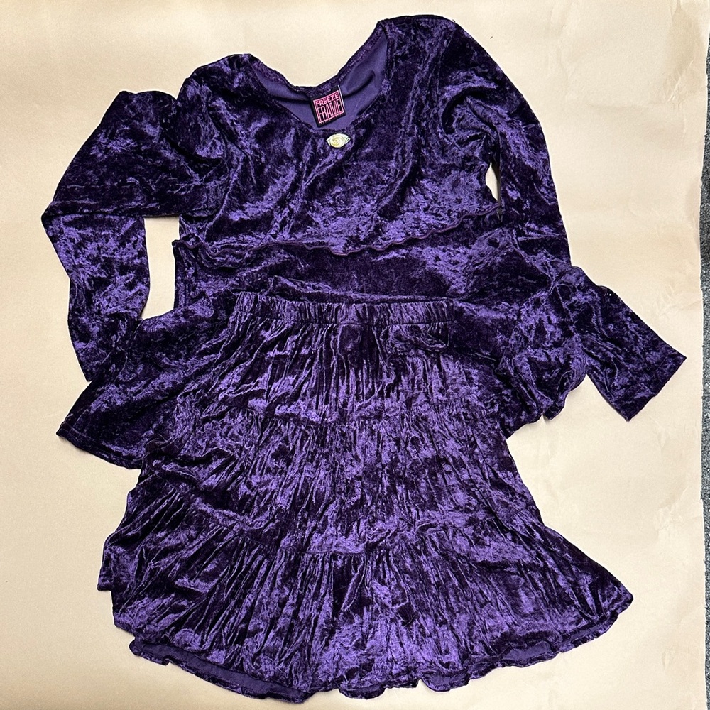 vintage Purple Velvet 2 piece top and skirt